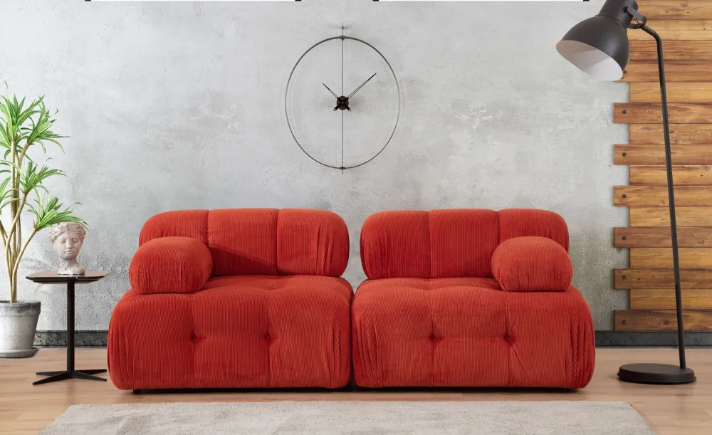 Divano modulare 2 posti Nounou Corduroy Red