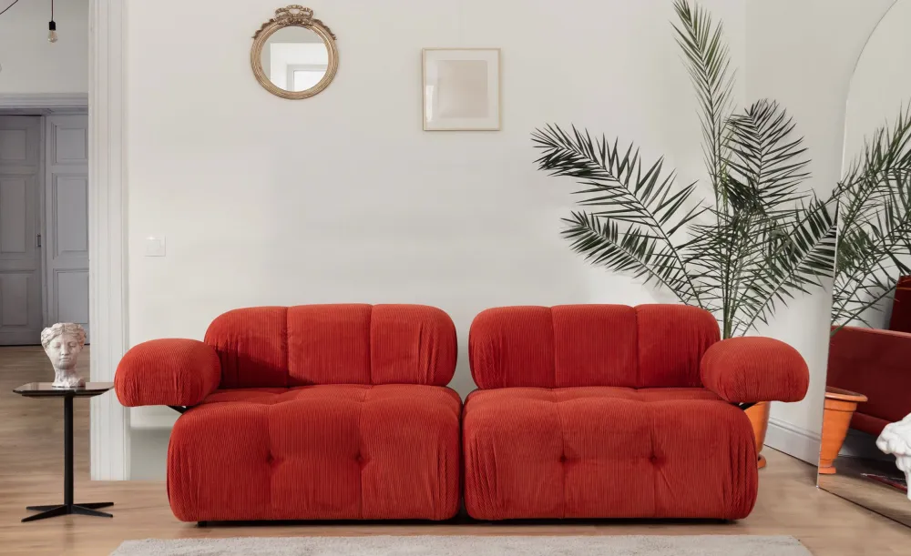 Divano modulare 2 posti Nounou Corduroy Red