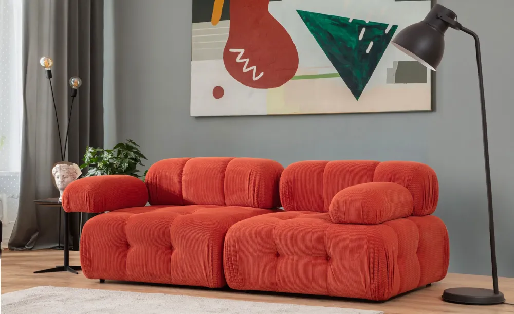 Divano modulare 2 posti Nounou Corduroy Red