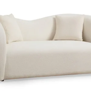 Divano 2 posti con 2 cuscini Sankifa Tessuto bouclettes Bianco crema