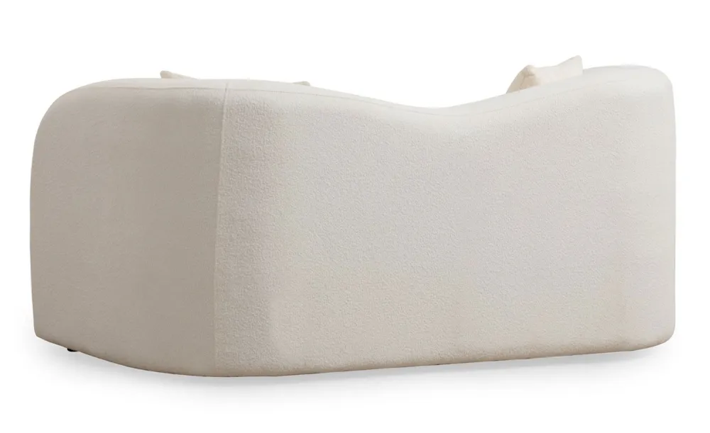 Divano 2 posti con 2 cuscini Sankifa Tessuto bouclettes Bianco crema