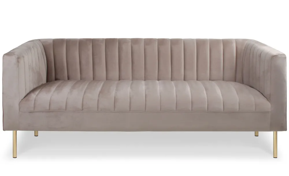 Divano 3 posti contemporaneo Sacramento Velvet Taupe con cuciture verticali