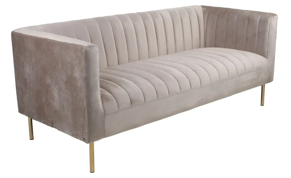 Divano 3 posti contemporaneo Sacramento Velvet Taupe con cuciture verticali