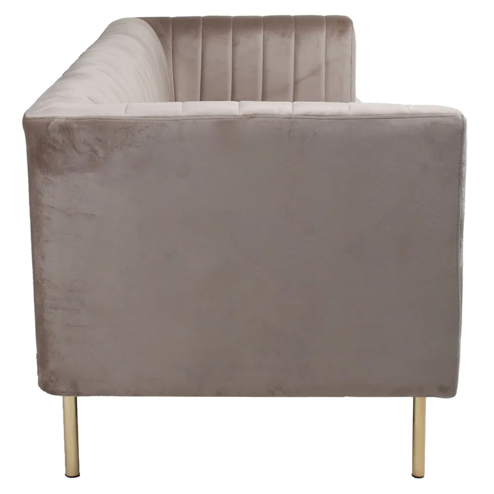 Divano 3 posti contemporaneo Sacramento Velvet Taupe con cuciture verticali