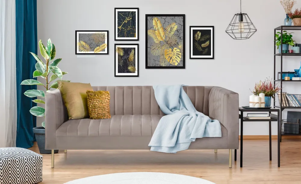 Divano 3 posti contemporaneo Sacramento Velvet Taupe con cuciture verticali