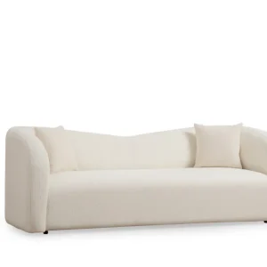 Divano 3 posti Sankifa Tessuto riccio bianco crema