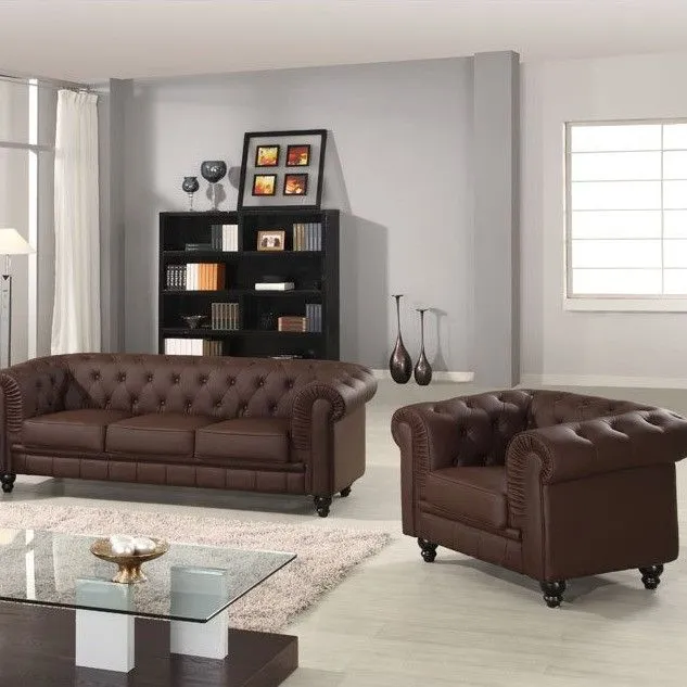 Grande divano Chesterfield marrone 2 posti