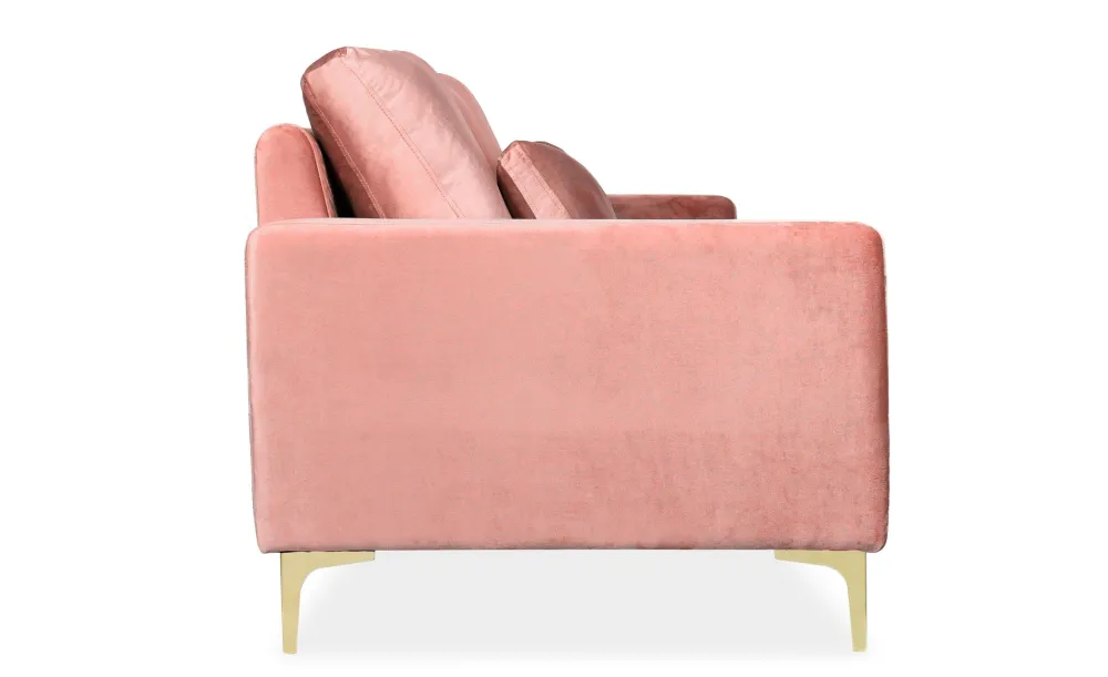 Jeriko Velours Rose Divano contemporaneo 3 posti con gambe dorate