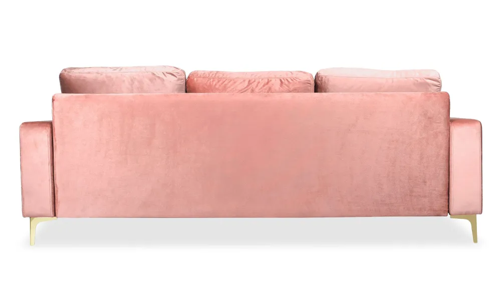 Jeriko Velours Rose Divano contemporaneo 3 posti con gambe dorate