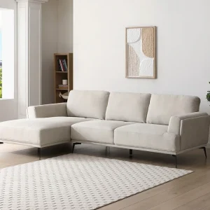 Divano angolo sinistra schienale avanti-indietro Tessuto testurizzato Beige ARSODA