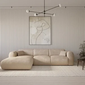 Divano angolo sinistra Tessuto testurizzato Beige stile di design POGNI di Maison Céphy