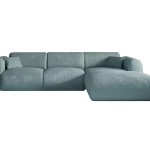 Grande divano Tessuto testurizzato Blu Stile di design Angolo destra POGNI di Maison Céphy