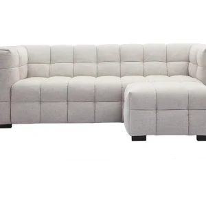 Divano design 3 posti e poggiapiedi tessuto effetto velluto testurizzato beige CORTO Miliboo