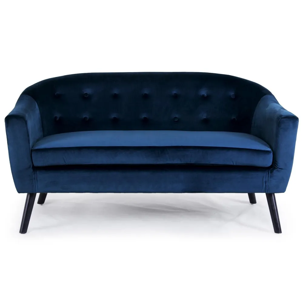 Divano scandinavo 3 posti Savoy velluto blu