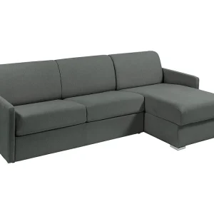 Divano angolare ribalta Tessuto Grigio Posto letto 160 cm Materasso 14 cm CALIFE