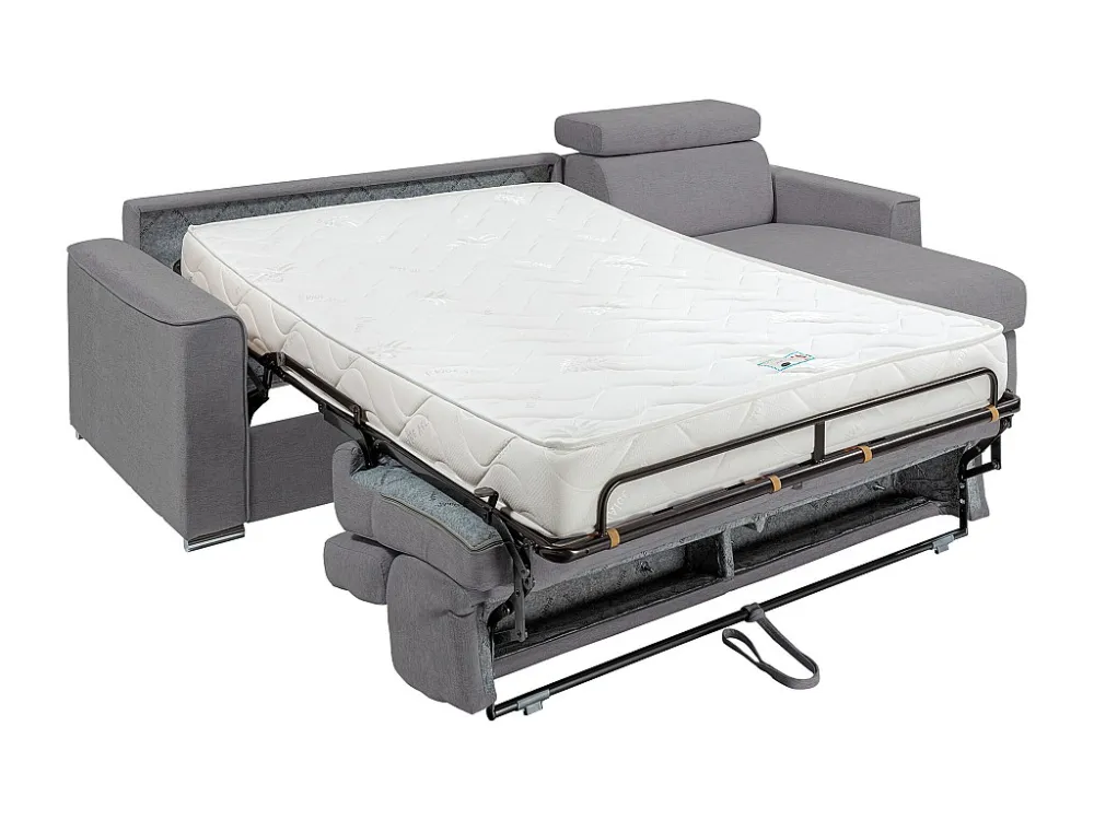 Divano letto angolare ribalta angolo rev. tessuto Grigio Posto letto 140cm sp 18cm VIZIR