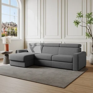 Divano letto angolare ribalta angolo rev. tessuto Grigio Posto letto 160cm sp 14cm VIZIR