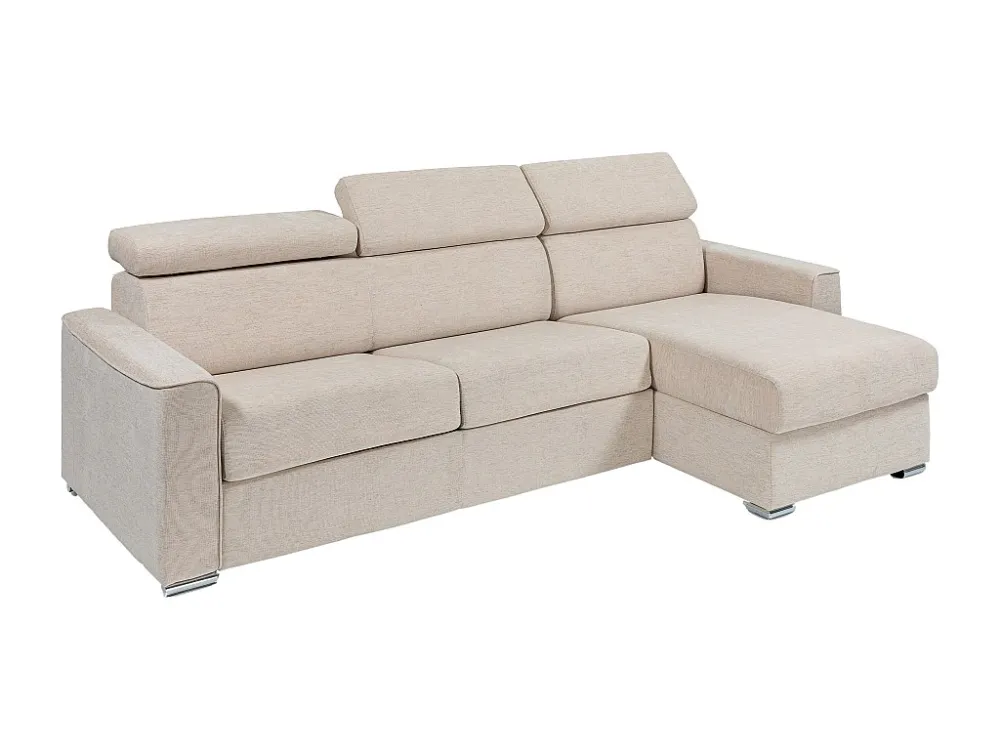Divano letto angolare ribalta angolo rev. tessuto Beige Posto letto 140cm sp 18cm VIZIR