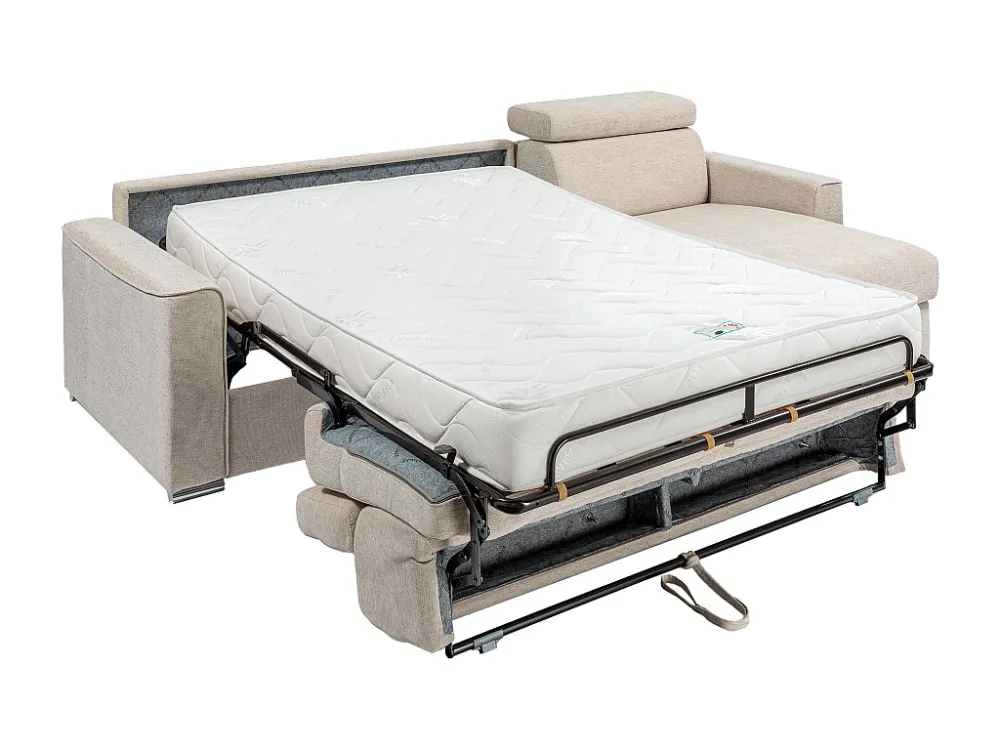 Divano letto angolare ribalta angolo rev. tessuto Beige Posto letto 140cm sp 18cm VIZIR