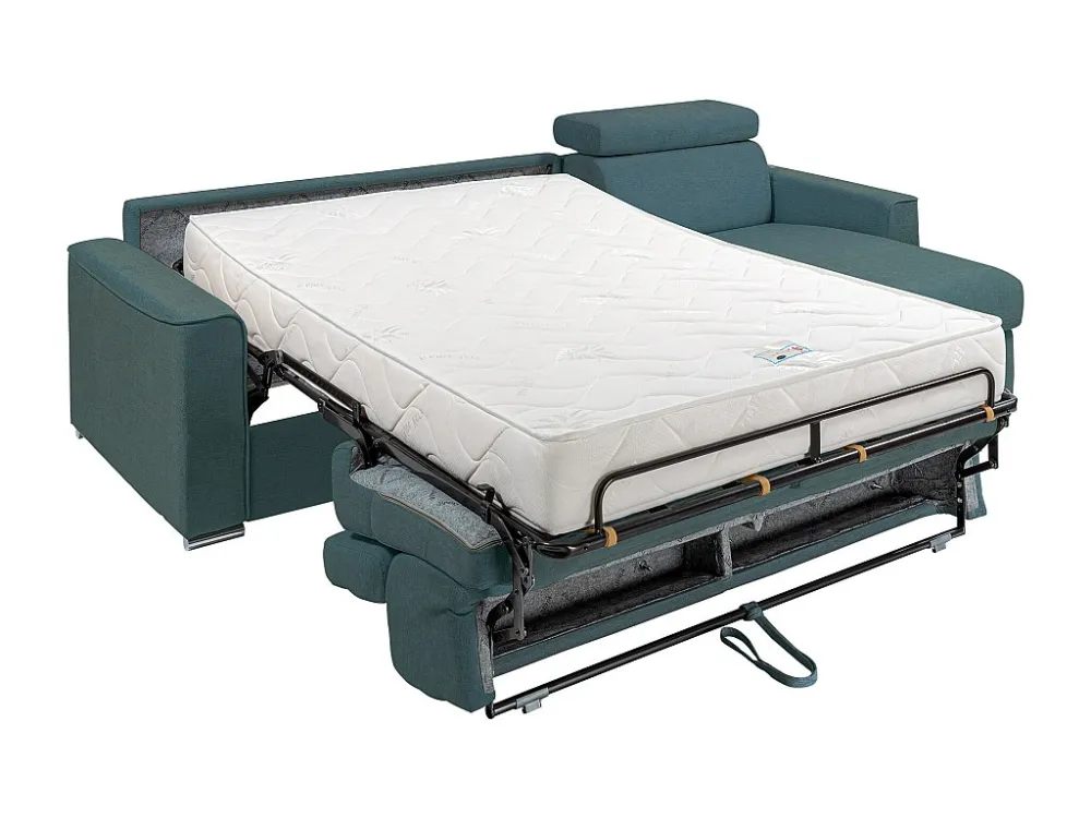 Divano letto angolare ribalta angolo rev. tessuto Blu Posto letto 140cm sp 22cm VIZIR