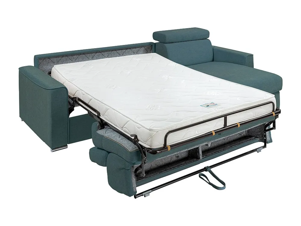 Divano letto angolare ribalta angolo rev. tessuto Blu Posto letto 140cm sp 14cm VIZIR