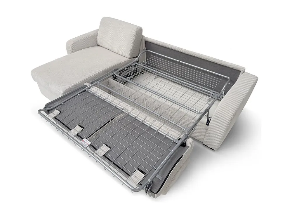 Divano letto angolare ribalta con angolo reversibile Velluto coste Beige - FLAVIEN