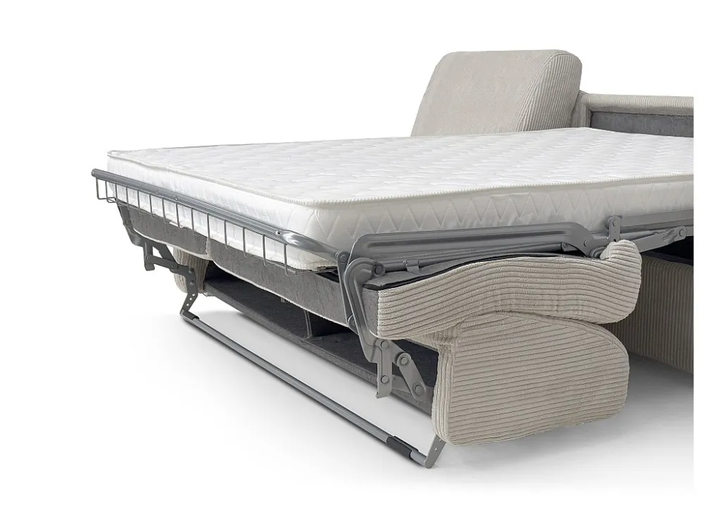 Divano letto angolare ribalta con angolo reversibile Velluto coste Beige - FLAVIEN