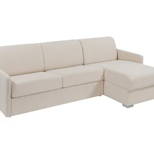 Divano letto angolare ribalta Tessuto Beige Posto letto 160 cm Materasso 18 cm CALIFE