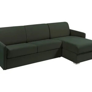 Divano letto angolare ribalta Tessuto Verde abete Letto 160 cm Materasso 18 cm CALIFE