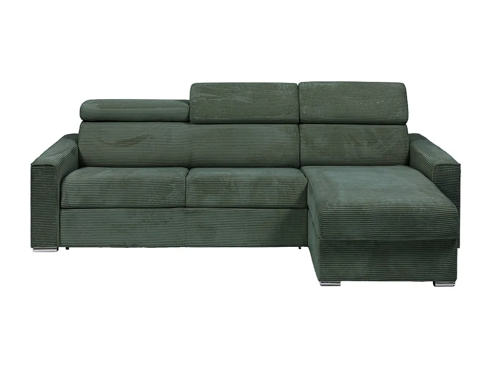 Divano letto angolare ribalta Velluto coste Verde Posto letto 160 cm sp 18 cm VIZIR