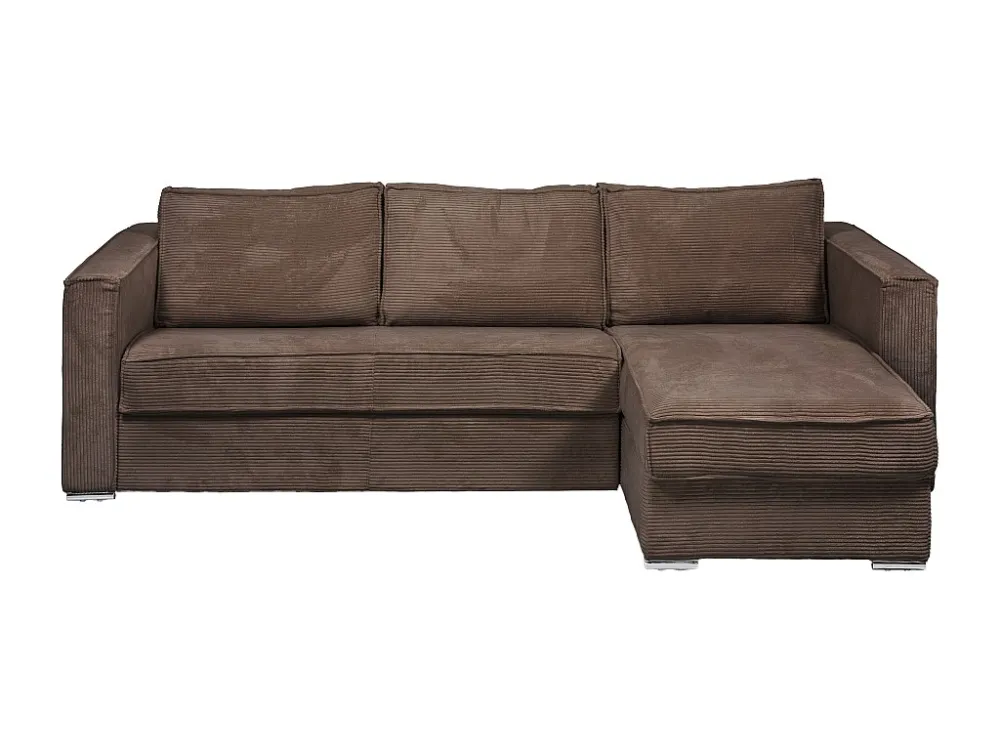 Divano letto angolare ribalta Velluto coste Marrone Posto letto 140 cm sp 14 cm LORETO