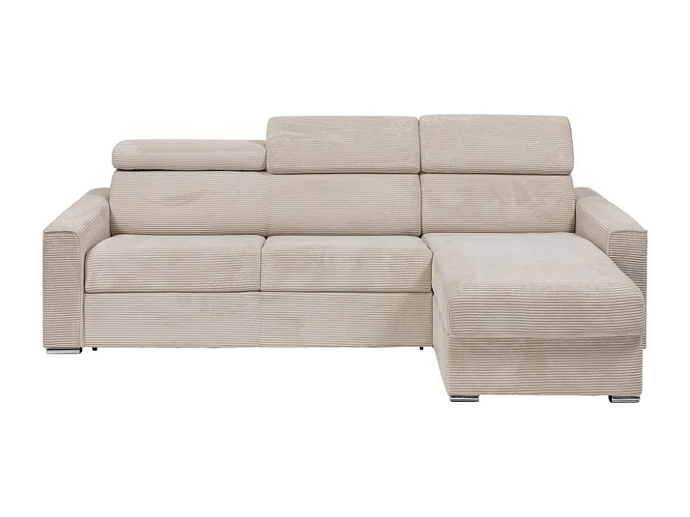 Divano letto angolare ribalta Velluto coste Beige Posto letto 140 cm sp 18 cm VIZIR