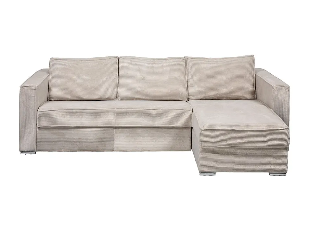 Divano letto angolare ribalta Velluto coste Beige Posto letto 160 cm sp 22 cm LORETO