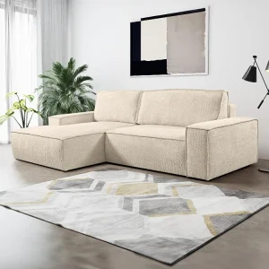 Divano letto angolare Tessuto bouclette Beige Angolo sinistra AMELIA di PASCAL MORABITO