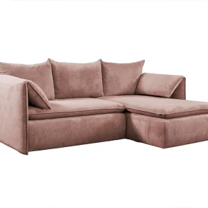 Divano letto angolare Velluto coste Rosa Angolo destra TEODORA di PASCAL MORABITO