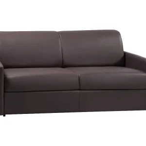Divano letto 4 posti ribalta Materasso 14 cm Schiuma e Similpelle Marrone CALIFE