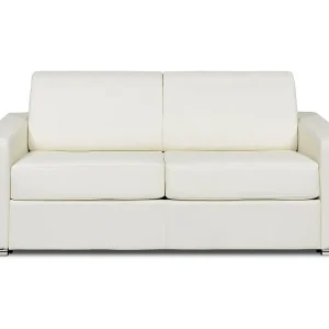 Divano letto 3 posti ribalta Pelle Bianco Posto letto 140 cm Materasso 22 cm CALITO
