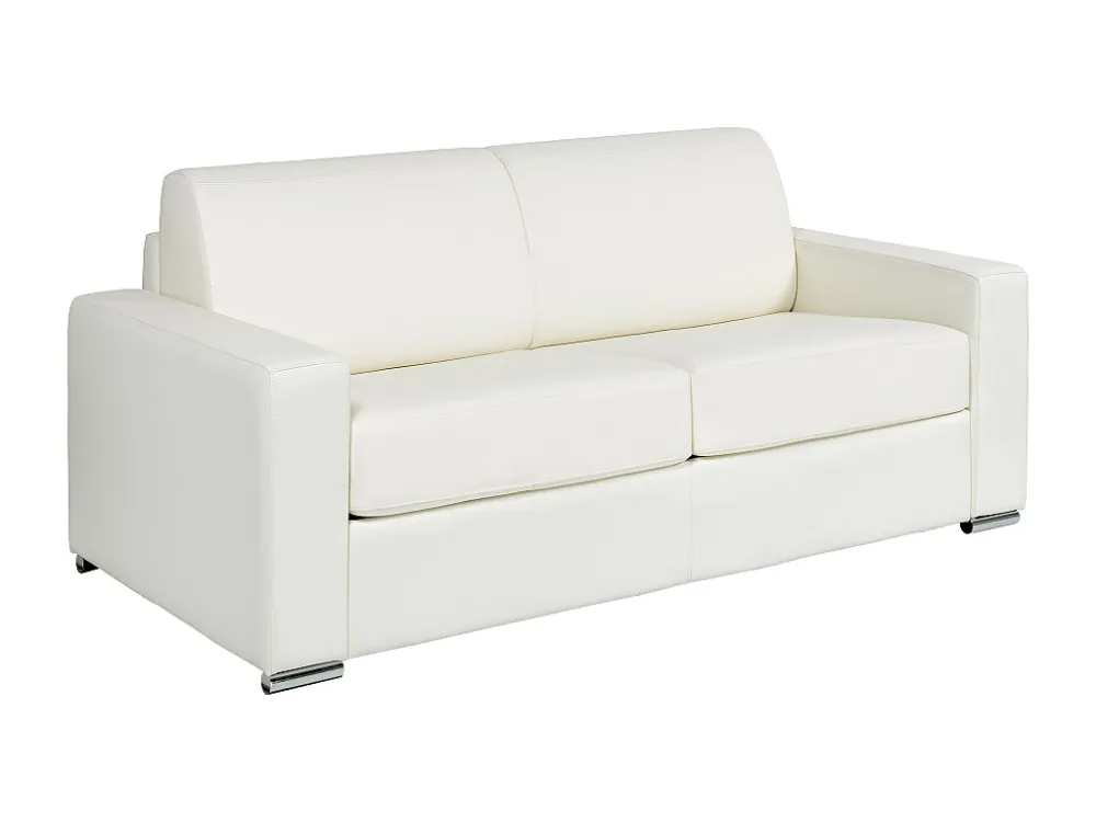 Divano letto 3 posti ribalta Pelle Bianco Posto letto 140 cm Materasso 22 cm CALITO