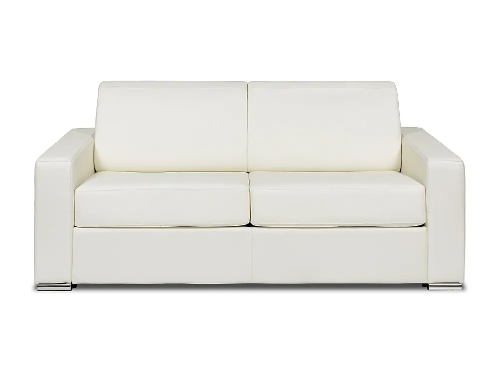 Divano letto 3 posti ribalta Pelle Bianco Posto letto 140 cm Materasso 18 cm CALITO