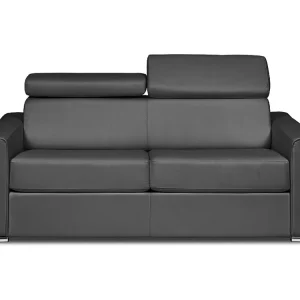 Divano letto 3 posti ribalta Pelle Grigio Posto letto 140 cm Materasso 22 cm VIZIR
