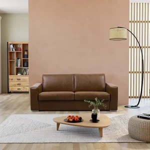 Divano letto 3p ribalta 100% Pelle di bufalo vintage caramello mater. 22cm DELECTEA II LINEA SOFA