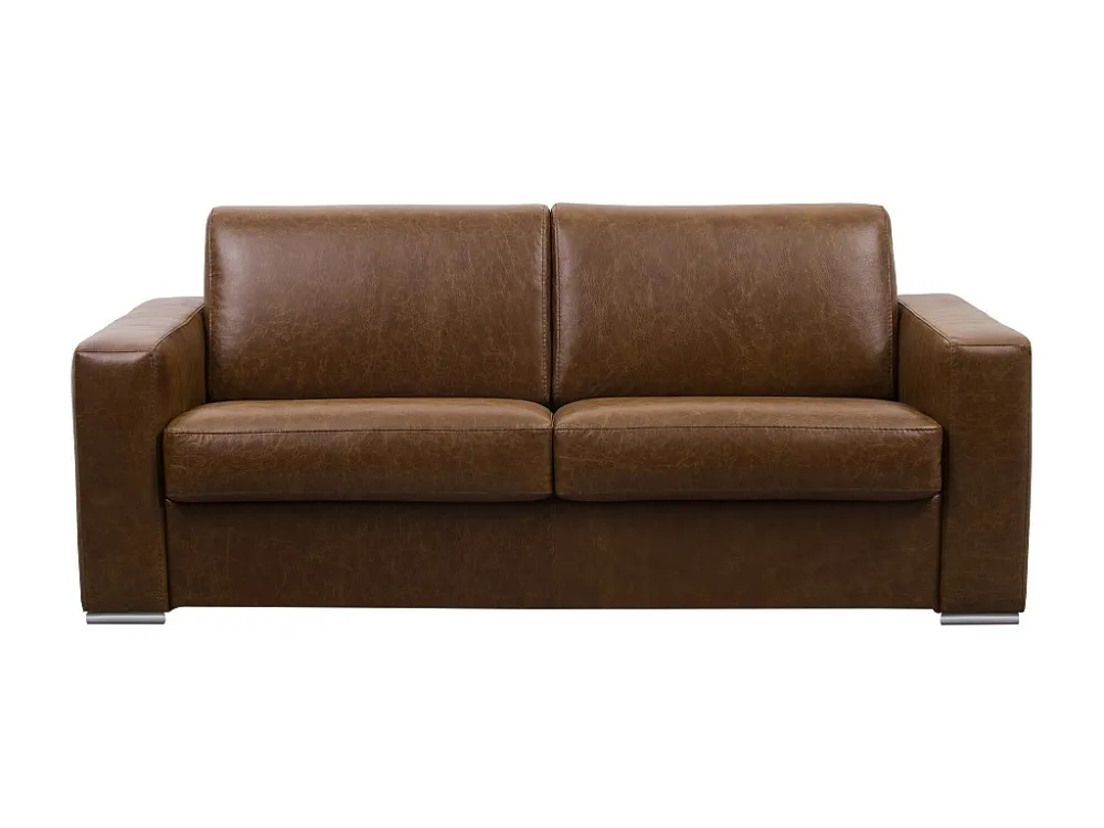 Divano letto 3p ribalta 100% Pelle di bufalo vintage caramello mater. 22cm DELECTEA II LINEA SOFA