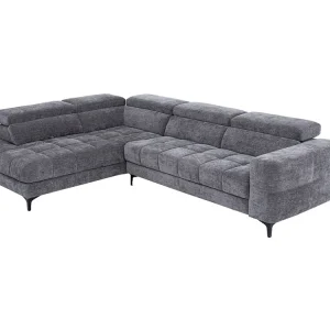 Divano relax elettrico con seduta scorrevole Tessuto Antracite Angolo sinistra MONISO
