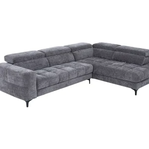 Divano relax elettrico con seduta scorrevole Tessuto Antracite Angolo destra MONISO