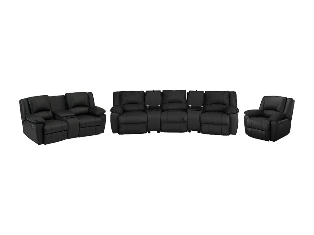 Divano 3 posti 2 posti e poltrona relax Pelle di vacchetta Nero AROMA