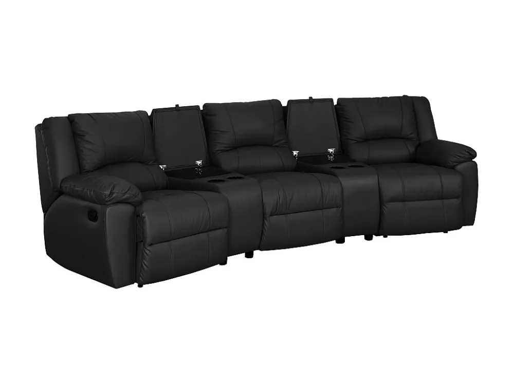 Divano 3 posti 2 posti e poltrona relax Pelle di vacchetta Nero AROMA