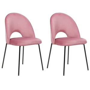 Set 2 Velvet Dining Chairs Pink COVELO