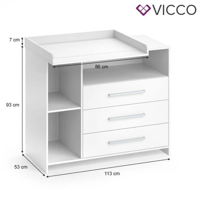 Vicco Cassettone con fasciatoio Scaffale con fasciatoio Mobile per bebè
