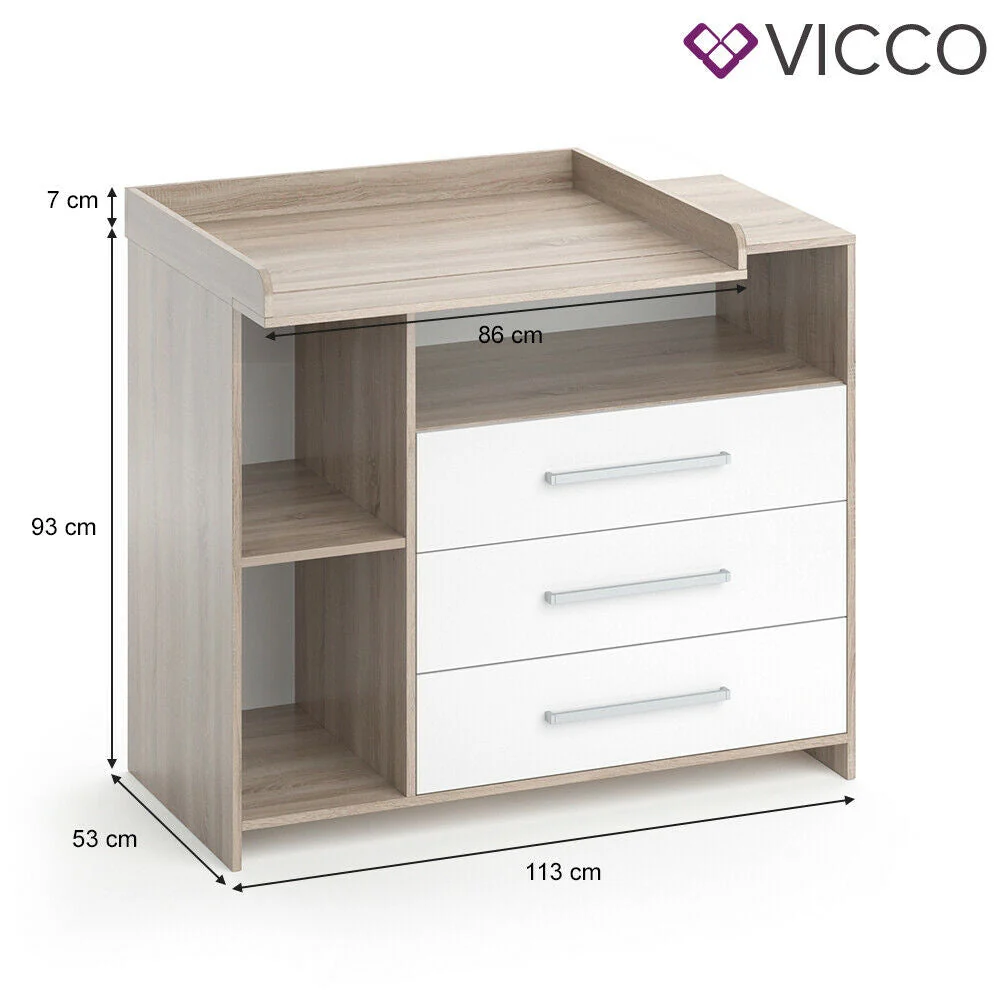 VICCO Cassettone con fasciatoio Scaffale con fasciatoio Mobile per bebè