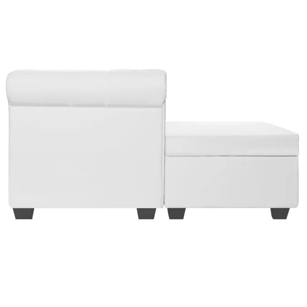 Divano Chesterfield L Finta Pelle Bianco con Isolamento Smaltato
